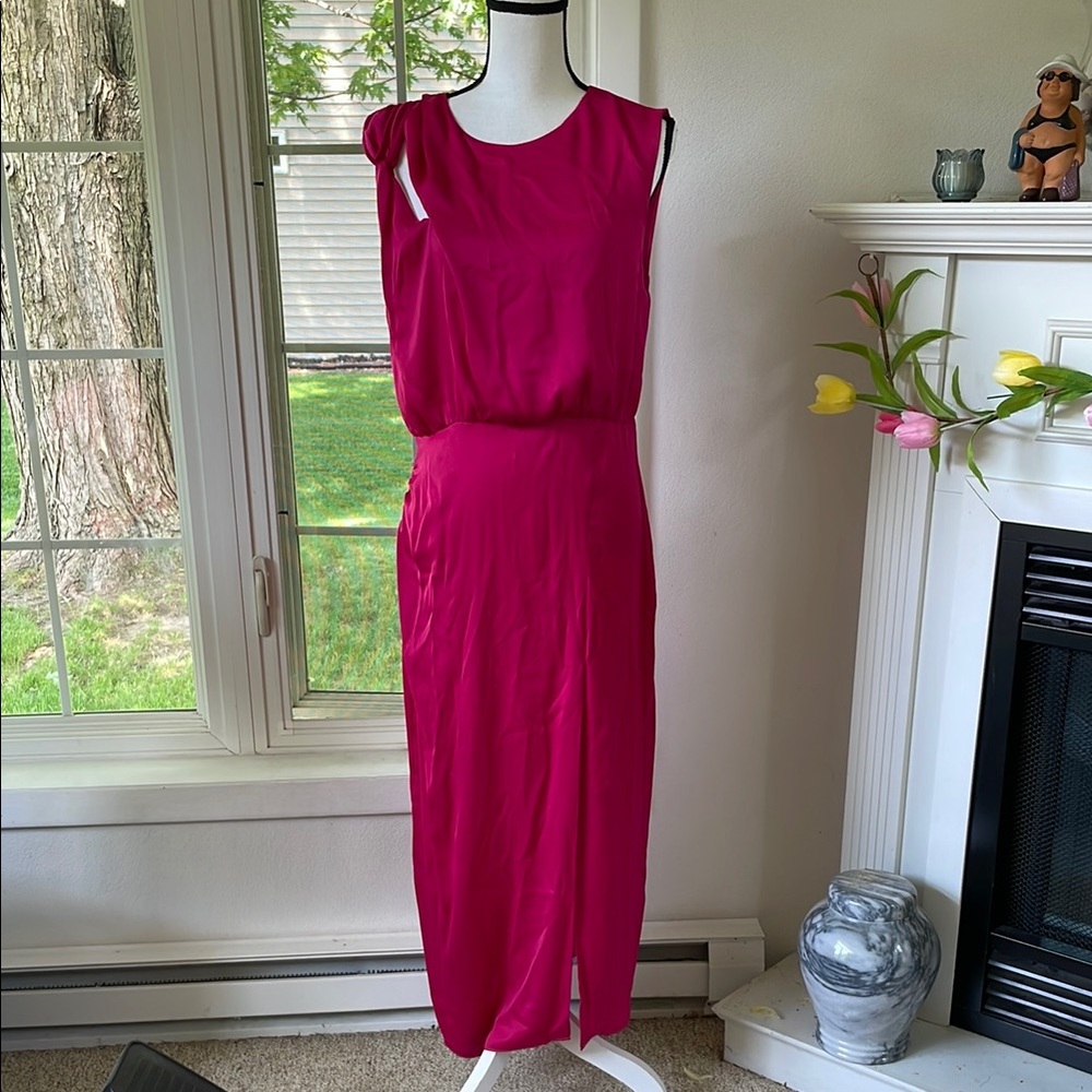 Zara Sleeveless Fuchsia Midi Dress - Elegant Women's Dress